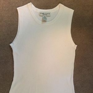 Cream rib knit sleeveless sweater tank